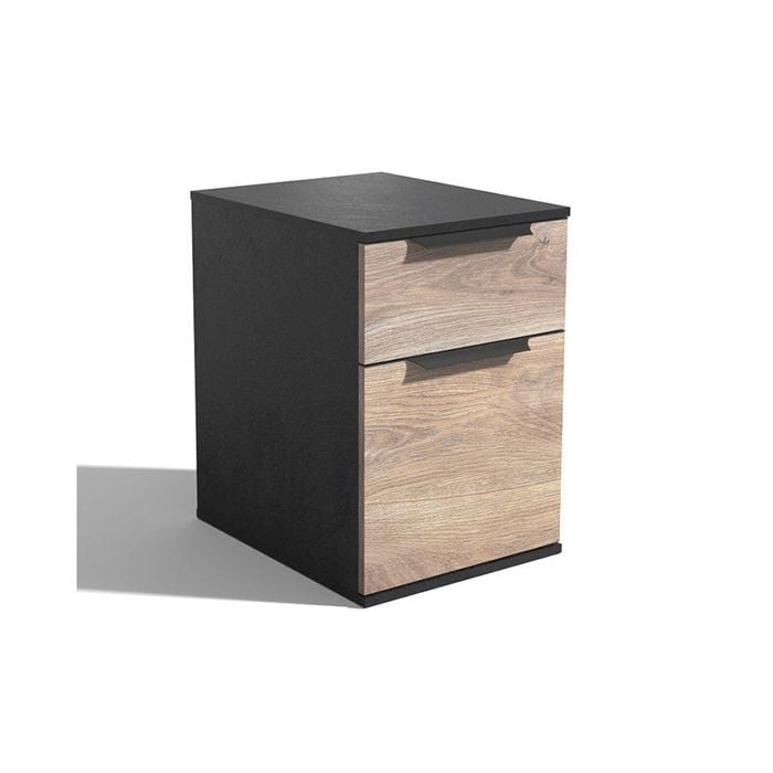 Modern Furniture TRIBECA 2 Drawer Filing Pedestal Cabinet - Warm Oak & Black