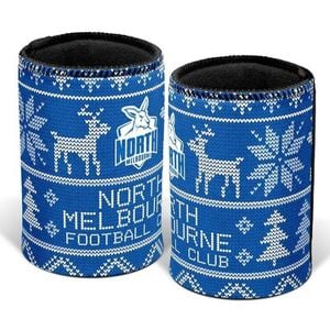 AFL Christmas Stubby Cooler - North Melbourne Kangaroos - Rubber Base - XMAS