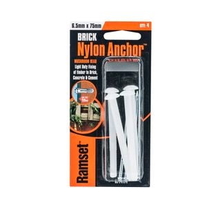 Ramset Nylon Anchor Mushroom Head 6.5 x 75mm 4pk