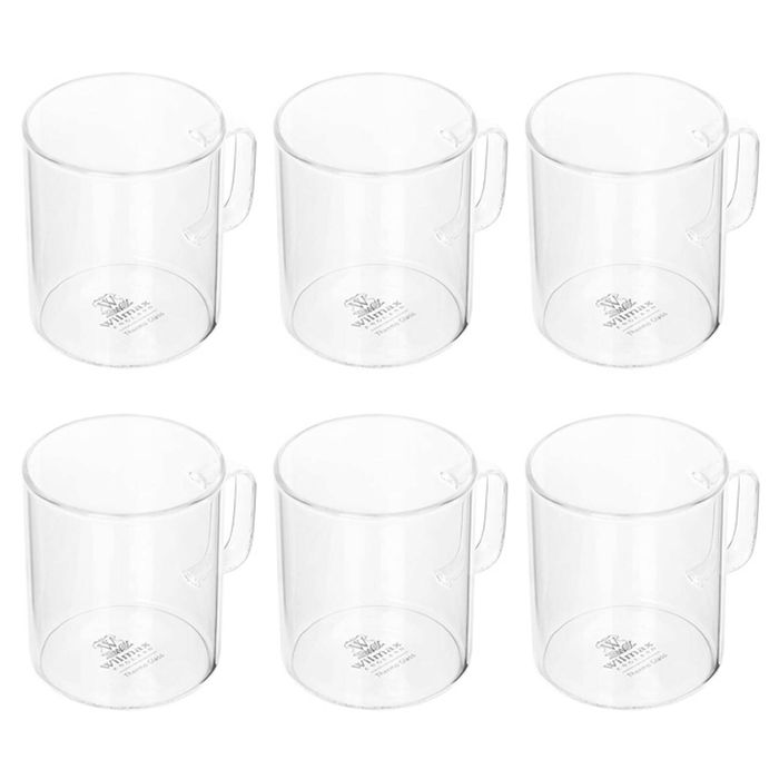 6pc Wilmax England 400ml Thermo Glass Cup Coffee Mug - Clear