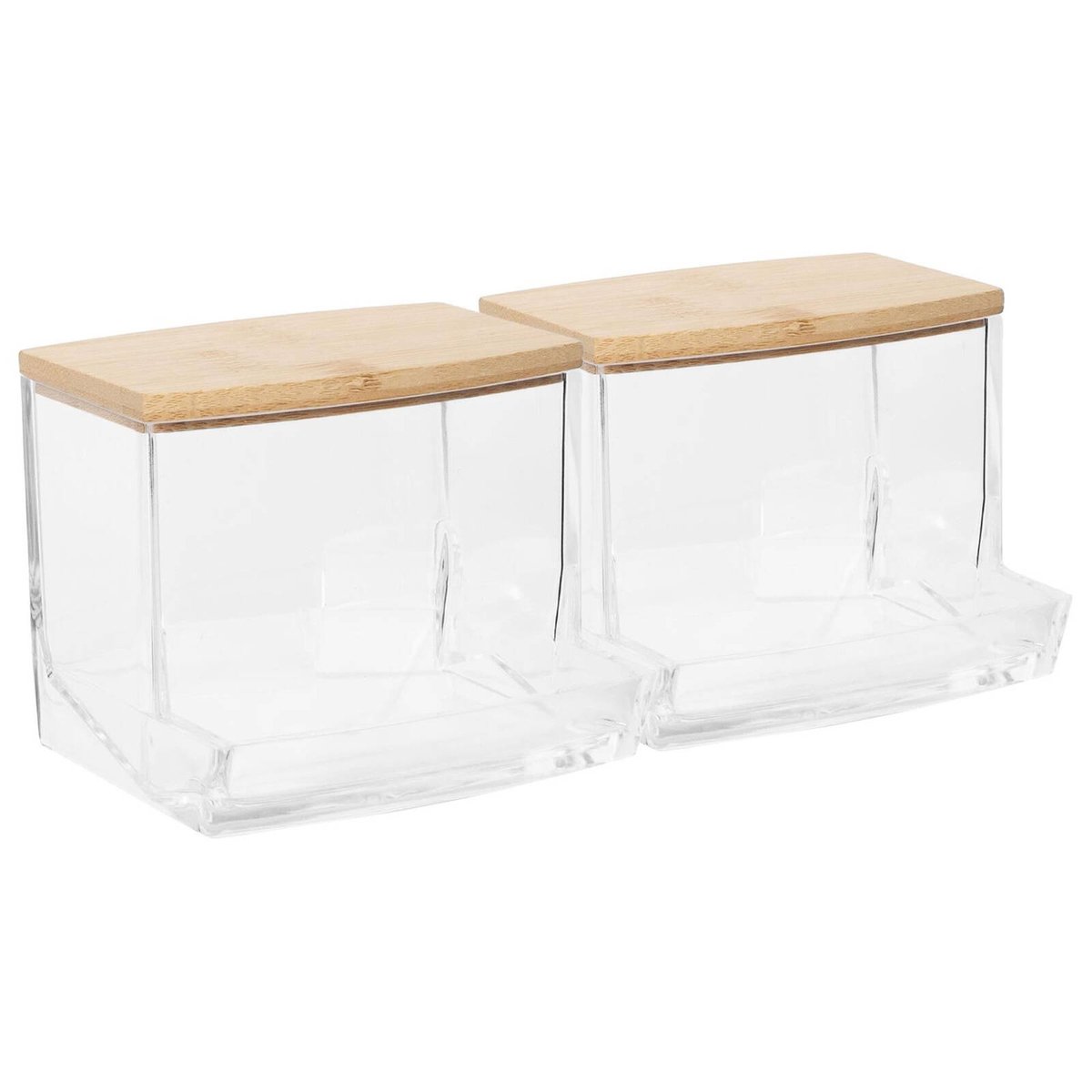 Transparent Acrylic Cotton Pads Container With Bamboo Lid Bathroom Organizer Lid Mi24518