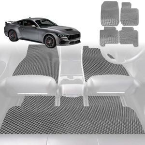 6D Diamond Car Floor Mats for Ford Mustang 2015-2024-Full Set-Grey-Outback GT