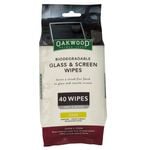 OAKWOOD 200 x 150mm Biodegradable Glass And Screen Wipe - 40 Pack