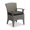 Kai Outdoor Wicker And Teak Dining Arm Chair - Charcoal with Vanilla