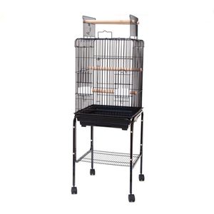 Playtop Parrot Cockatiels Cage with Stand 47x47x138cm White and Black black