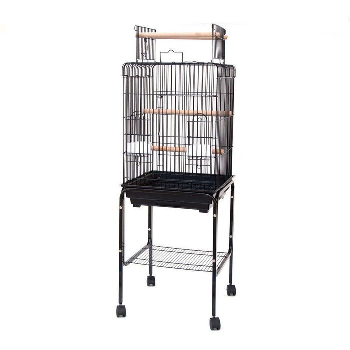 Playtop Parrot Cockatiels Cage with Stand 47x47x138cm White and Black black