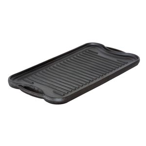 Healthy Choice Oil-seasoned Ready to use 50.7x25.8cm Reversible Cast Iron Grill - Black