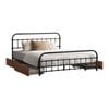 Oikiture Metal Bed Frame Queen Size Bed Base With 4 Drawers Black