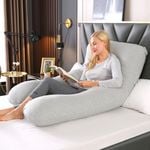 Advwin Maternity Pillow, Full Body Pregnancy Pillow, S-Shaped Maternity Pillow with Removable Cover Grey