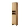 Oikiture Storage Cabinet Tall Slim Cupboard White 173cm Natural