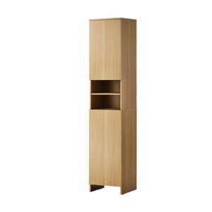 Oikiture Storage Cabinet Tall Slim Cupboard White 173cm Natural