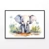 Watercolor Painting of Elephant  Print 100% Australian Made 120x90cm  (Poster)