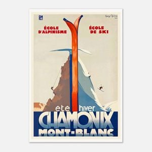 Galrie Chamonix Mont Blanc France Vintage Ski Poster for Summer and Winter Sports Art, Poster Only, 50 x 70cm (20 x 28inch)