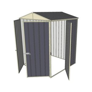 Build-a-Shed 1.5 x 1.5 x 2.3m Double Hinged Door Gable Shed with Single Hinged Side Door - Grey