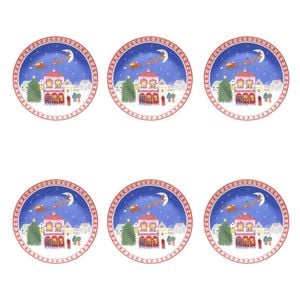 6PK Porto Porcelain Night Before Dinner Plate 20cm Santa Sleigh