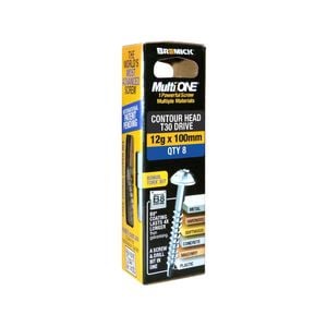Bremick MultiONE 12g x 100mm B8 Contour Head Screw - 8 Pack