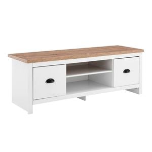 Hampton Entertainment Hamptons Unit TV Cabinet TV Stand 120cm 2 drawers white and woodgrain