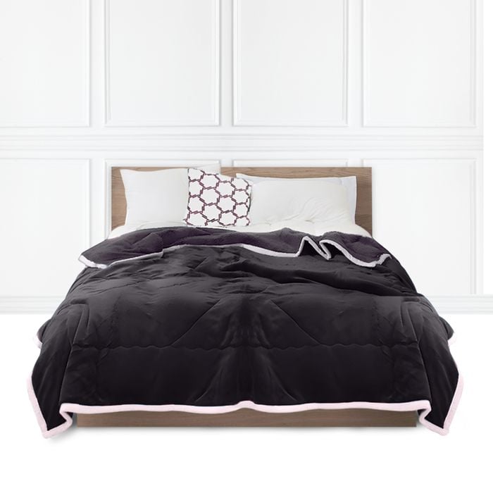 SOGA Cozy Dark Grey Flannel Throw Blanket – Double-Sided Thick Fleece