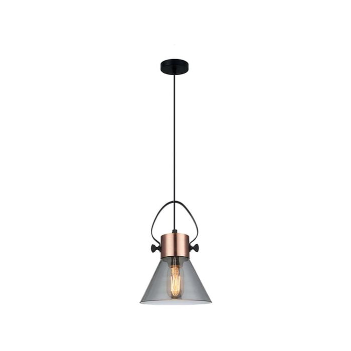 CLA Lighting FUMOSO Copper Plate with Smoke Glass Flat Top Pendant Light - Flat Top Cone