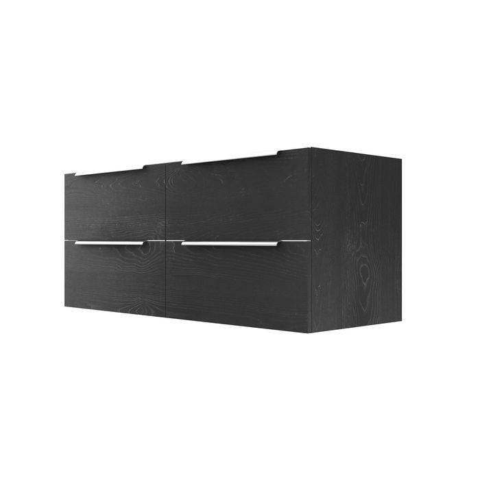 Stein 1200 x 450 x 500mm Black Select Wall Hung Silver Integrated Handle Vanity - Cabinet Only