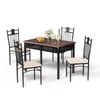 Costway 5pcs Dining Table And Chairs Set W/4 Upholstered Chair
