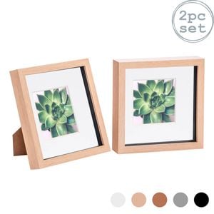 Nicola Spring Shadow Box Frames - 8 X 8" With 4 X 4" Mount - Light Wood - Pack Of 2