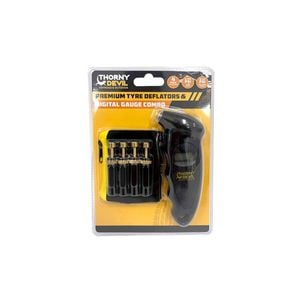 5pc Thornly Devil Tyre Deflator Set With Digital Gauge Black