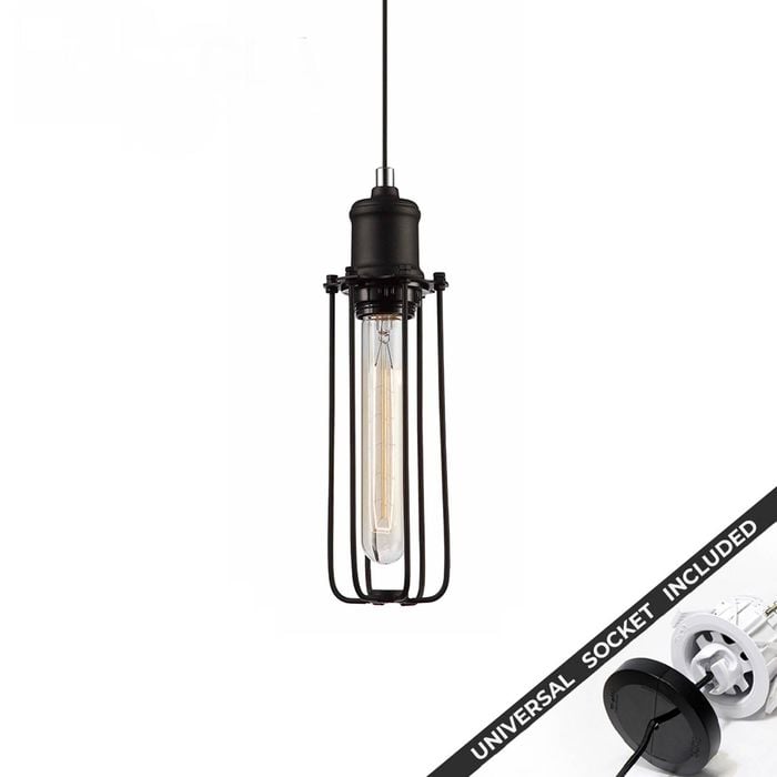 Snap Lighting Blackband Vintage Metal Cage Downlight to Pendant Light Conversion Kit   Tubular
