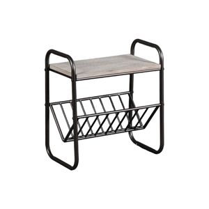 P&P Black Metal Magazine Holder Rack With Top Storage Organizer Table
