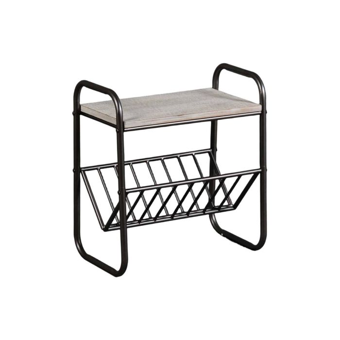 P&P Black Metal Magazine Holder Rack With Top Storage Organizer Table