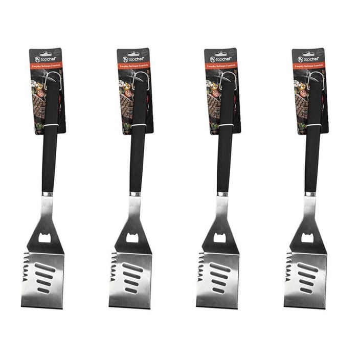 4PK Topchef Stainless Steel Barbeque Grill Turner w/ Indents Black/Silver