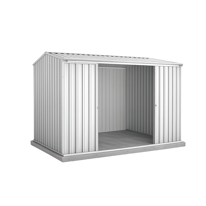 Absco Sheds 3.0 x 2.26 x 2.00m Zincalume Ezislider Double Sliding Door Garden Shed