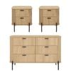 Cosmoliving 6 Chest of Drawers Dresser Lowboy and 2 Fluted Bedside Tables