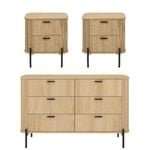 Cosmoliving 6 Chest of Drawers Dresser Lowboy and 2 Fluted Bedside Tables