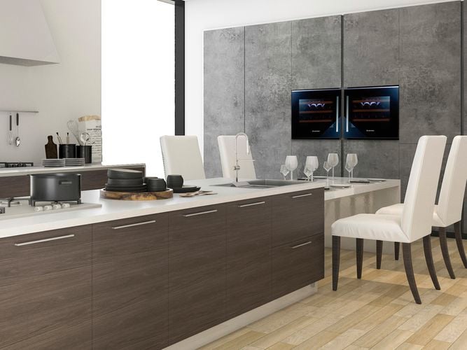 Kitchen with 2 x Built In Wine and Beverage Fridges