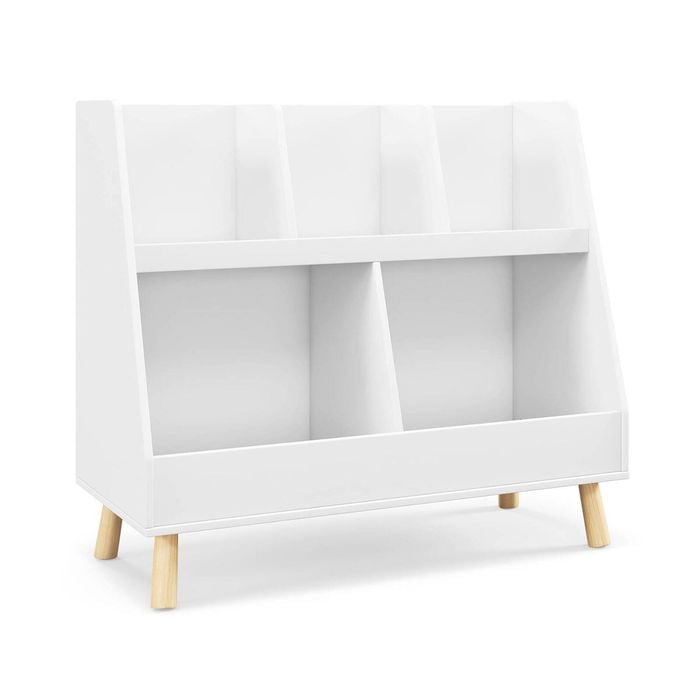 Costway 5-cube Kids Toy & Book Storage Shelf 2-in-1 Bookcase & Toy Chest - White