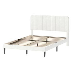Levede Double Bed Frame Upholstered Adjustable Headboard White