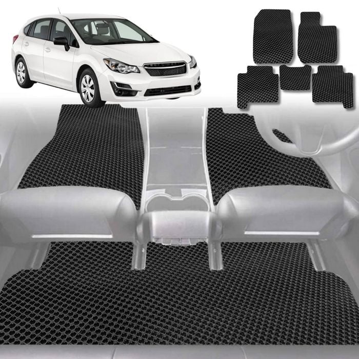 6D Diamond Car Floor Mats for Subaru Impreza 2011-2016-Full Set-Black-Outback GT