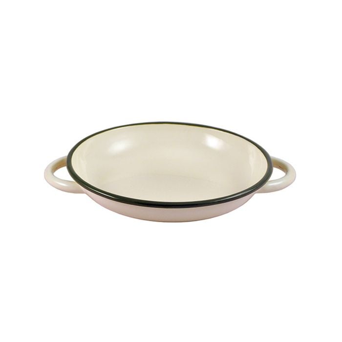 Urban Style Enamelware 24cm Ragout Plate w/ Green Rim - Cottage