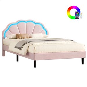 ALFORDSON Bed Frame Double LED Adjustable Headboard Pink