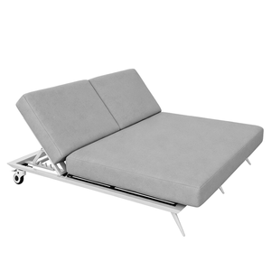 Nordhavn Double Grey Reclining Sun Lounger, Outdoor Folding Sunbed, Sofa Day Bed