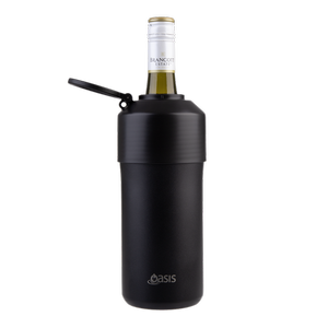 Oasis Stainless Steel Double Wall Insulated Adjustable Wine Cooler - Black