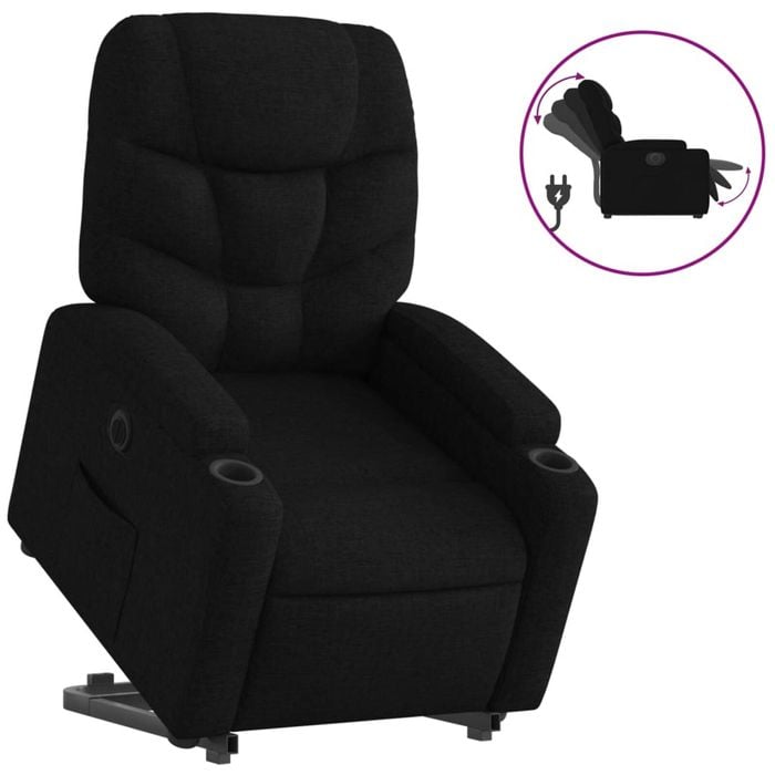 vidaXL Electric Stand up Recliner Chair Armchair Single Sofa Couch Black Fabric