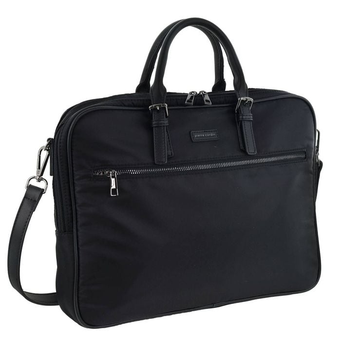 Pierre Cardin Men's Nylon Classic Business Laptop Bag W/multiple Packet Black