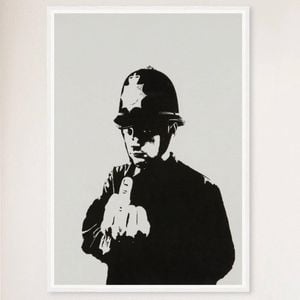 Galrie Banksy Rude Copper Artwork Print Iconic Urban Art from 2002, White Frame, 70 x 100cm (28 x 40inch)