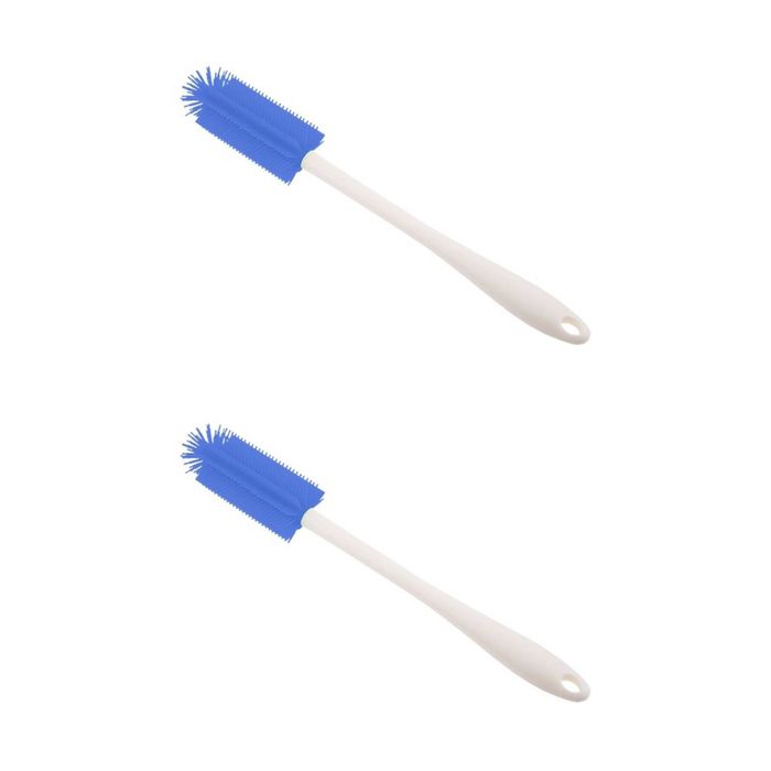 2x Appetito Silicone Bristles Bottle Brush Home Cleaning 35.5x4.5cm Dia. Blue