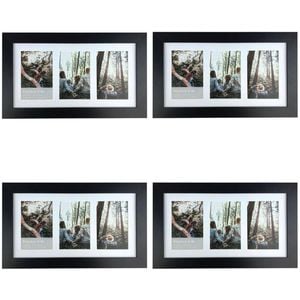 4PK Frankie & Me Wooden Collage 4x6'' Triple Picture Frame Home Decor Black