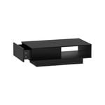 Artiss Coffee Table LED Lights High Gloss Storage Drawer Black