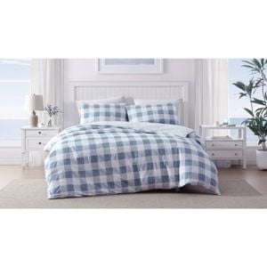 Ardor Ayre Check Reversible Cotton Quilt Cover Set Single Bed Chambray