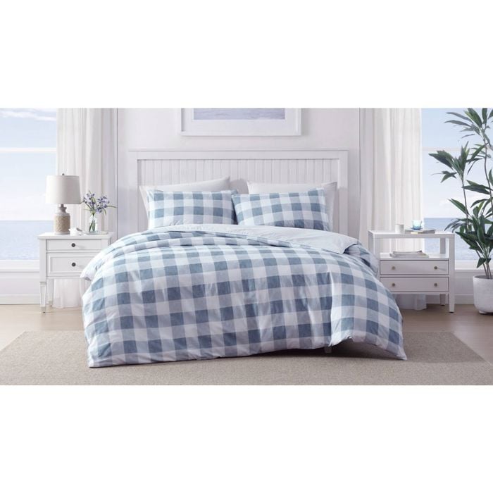 Ardor Ayre Check Reversible Cotton Quilt Cover Set Single Bed Chambray